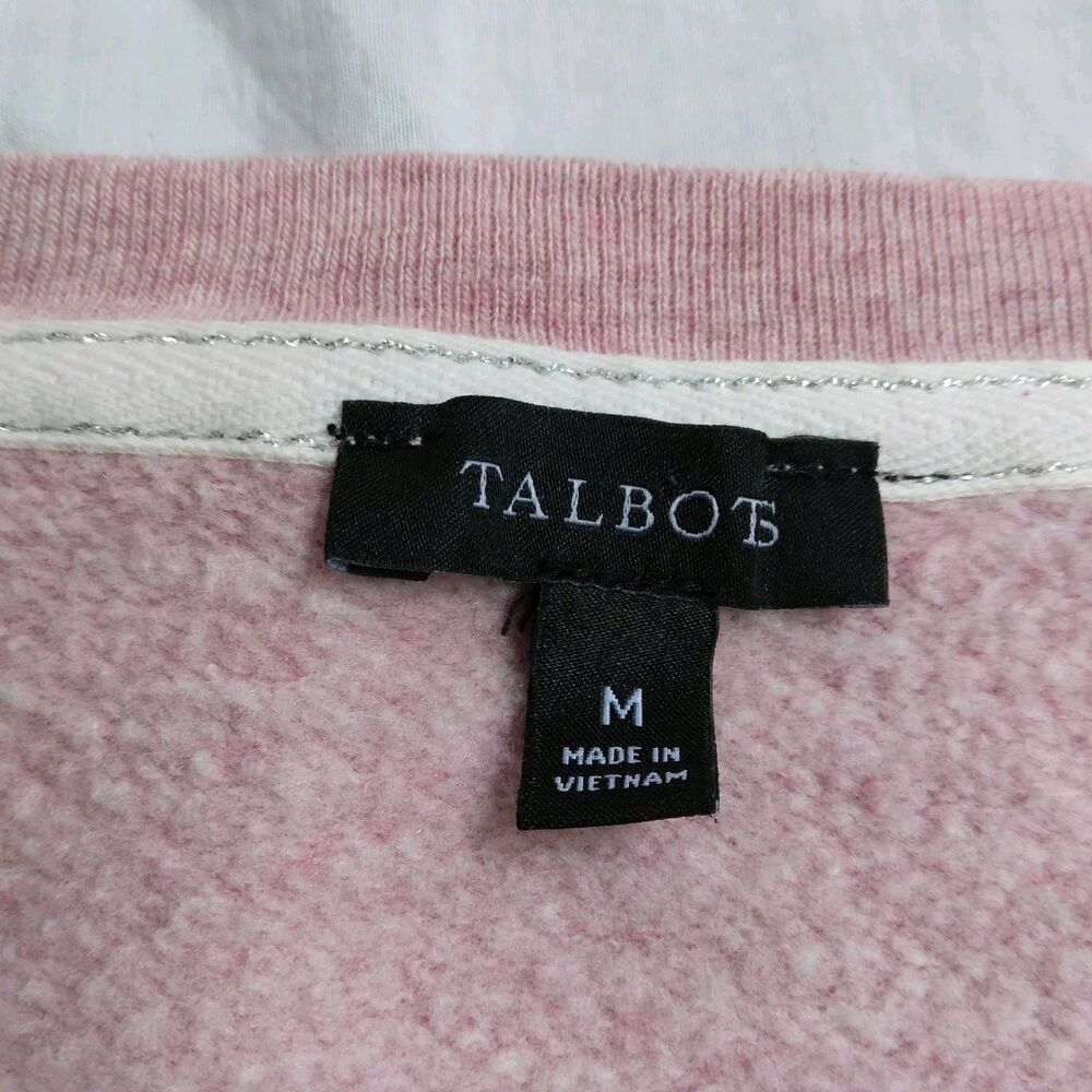 Talbots Pink Snowflake Sweatshirt Cozy Cabincore Ski Lodge Women's Size M - Picture 5 of 10